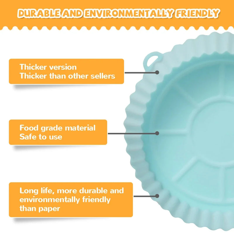 Cesta de silicone reutilizável para Airfryer, assadeira para forno, molde de silicone, acessórios para Air Fryer