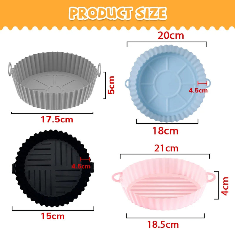 Cesta de silicone reutilizável para Airfryer, assadeira para forno, molde de silicone, acessórios para Air Fryer